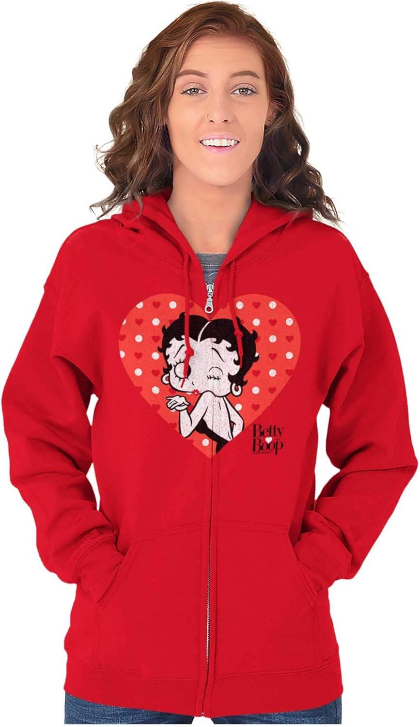imageBrisco Brands Betty Boop Blowing Kisses Adorable Zip Hoodie Sweatshirt WomenRed