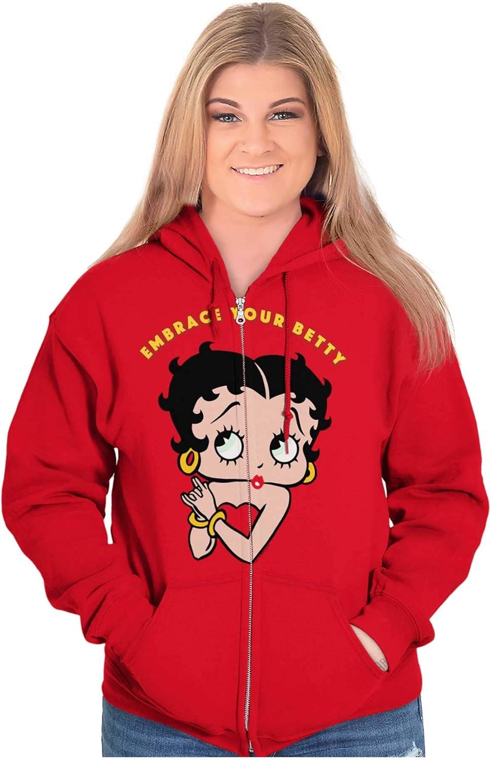 imageBrisco Brands Betty Boop Cartoon Cute Motivational Zip Hoodie Sweatshirt WomenRed