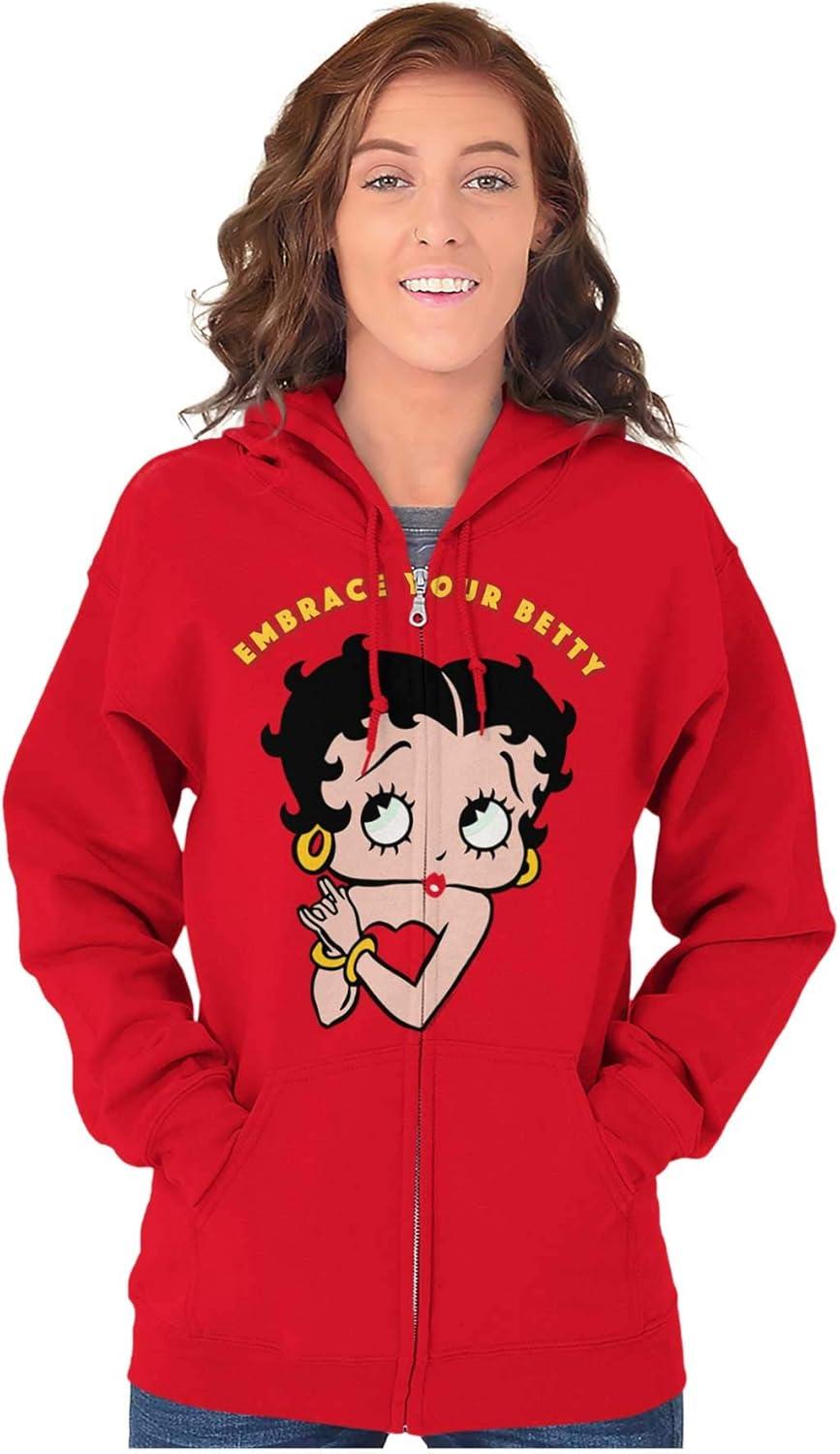 imageBrisco Brands Betty Boop Cartoon Cute Motivational Zip Hoodie Sweatshirt WomenRed