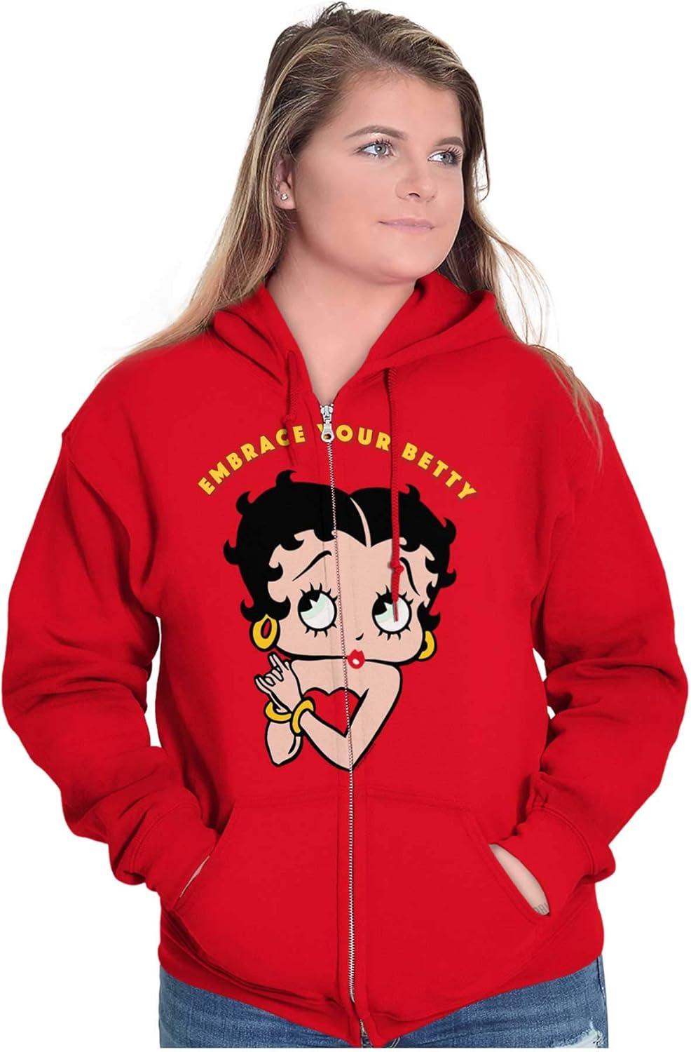 imageBrisco Brands Betty Boop Cartoon Cute Motivational Zip Hoodie Sweatshirt WomenRed