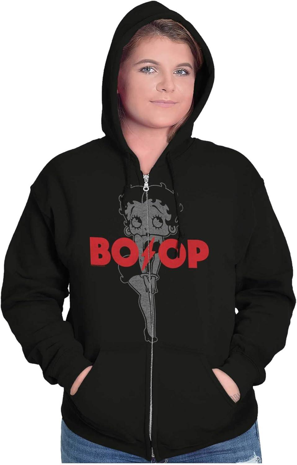 imageBrisco Brands Betty Boop Cartoon Lighting Strike Zip Hoodie Sweatshirt Women