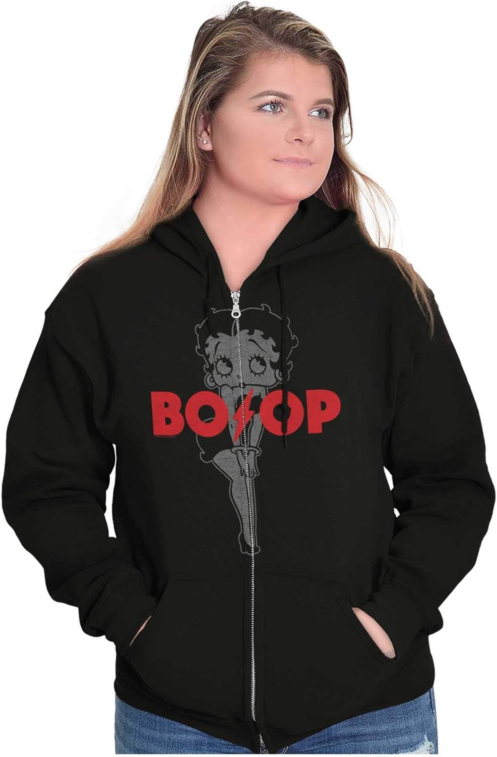 imageBrisco Brands Betty Boop Cartoon Lighting Strike Zip Hoodie Sweatshirt Women
