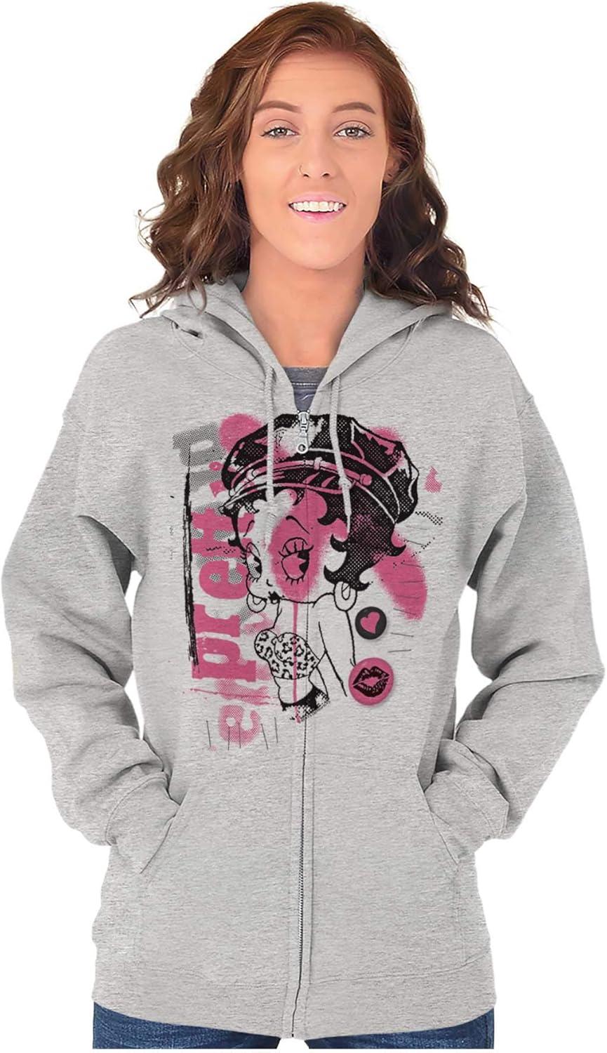 imageBrisco Brands Betty Boop Pretty Punk Paint Splatter Zip Hoodie Sweatshirt WomenSport Grey