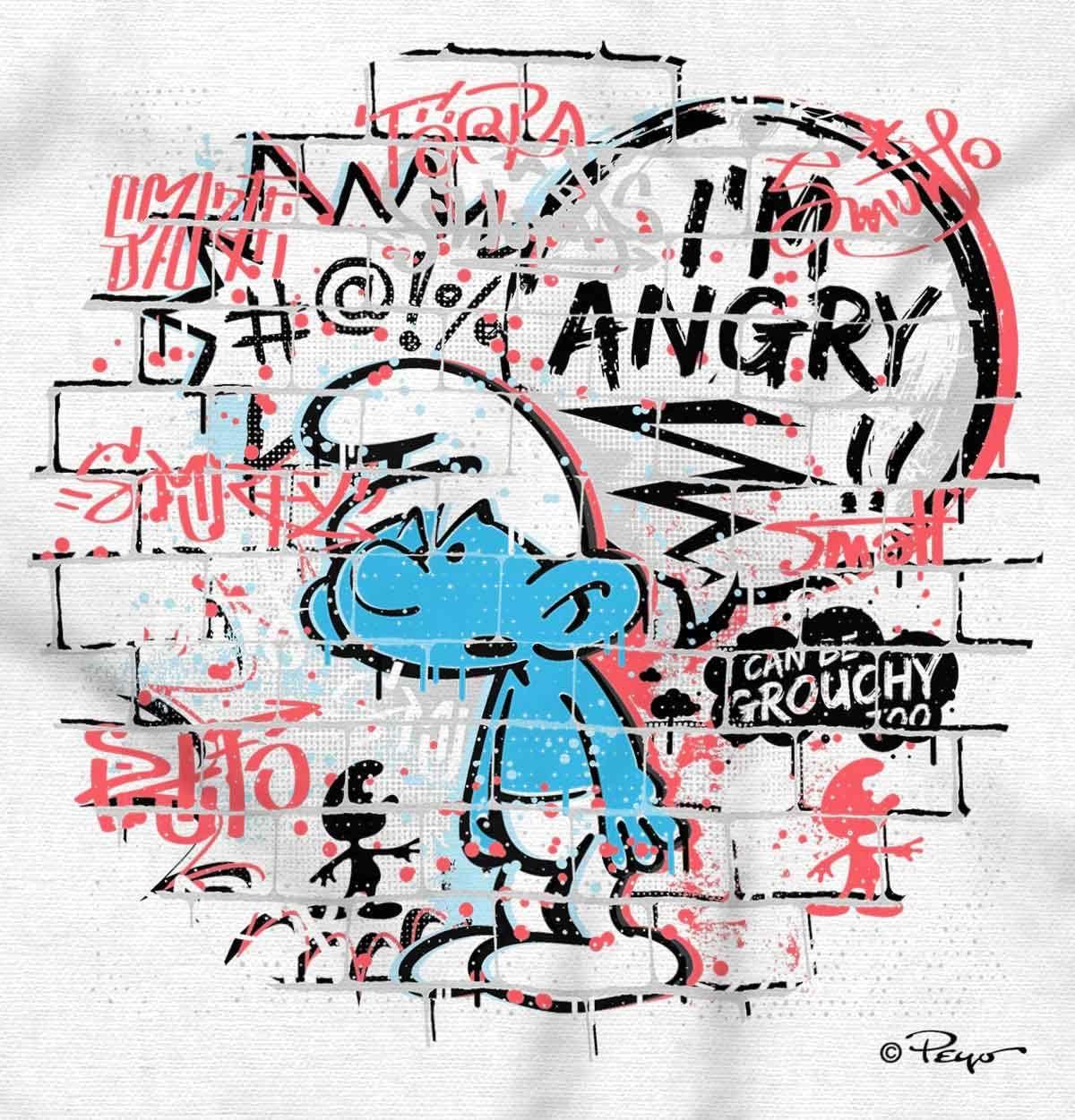 imageBrisco Brands Grouchy Smurf Angry Cranky Cartoon Hoodie Sweatshirt Women MenWhite