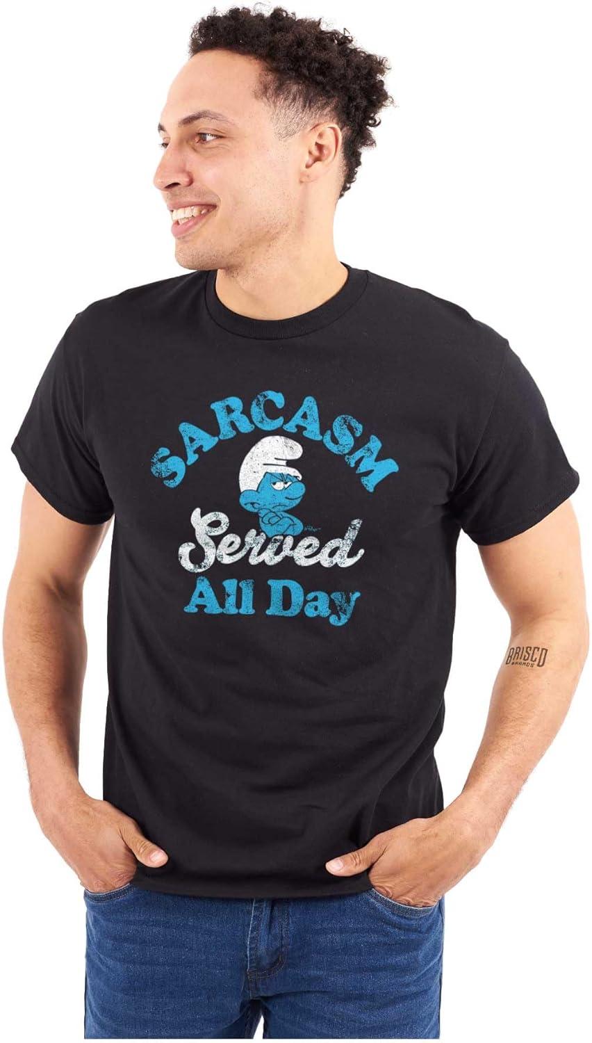 imageBrisco Brands Grouchy Smurf Sarcasm All Day Cartoon Graphic T Shirt Men or WomenBlack