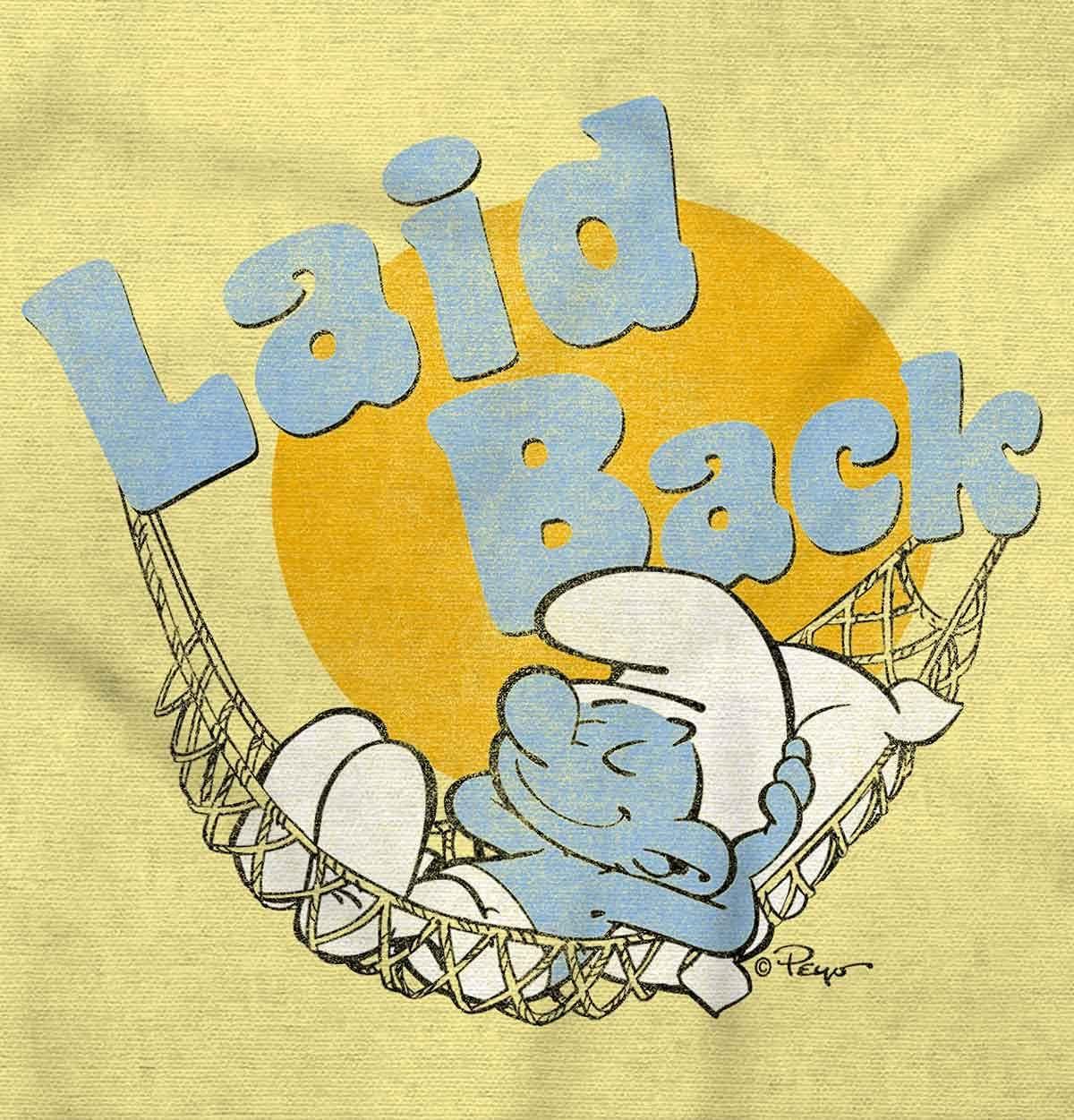imageBrisco Brands Lazy Sleepy Smurf Laid Back Cartoon Graphic T Shirt Men or WomenYellow Haze
