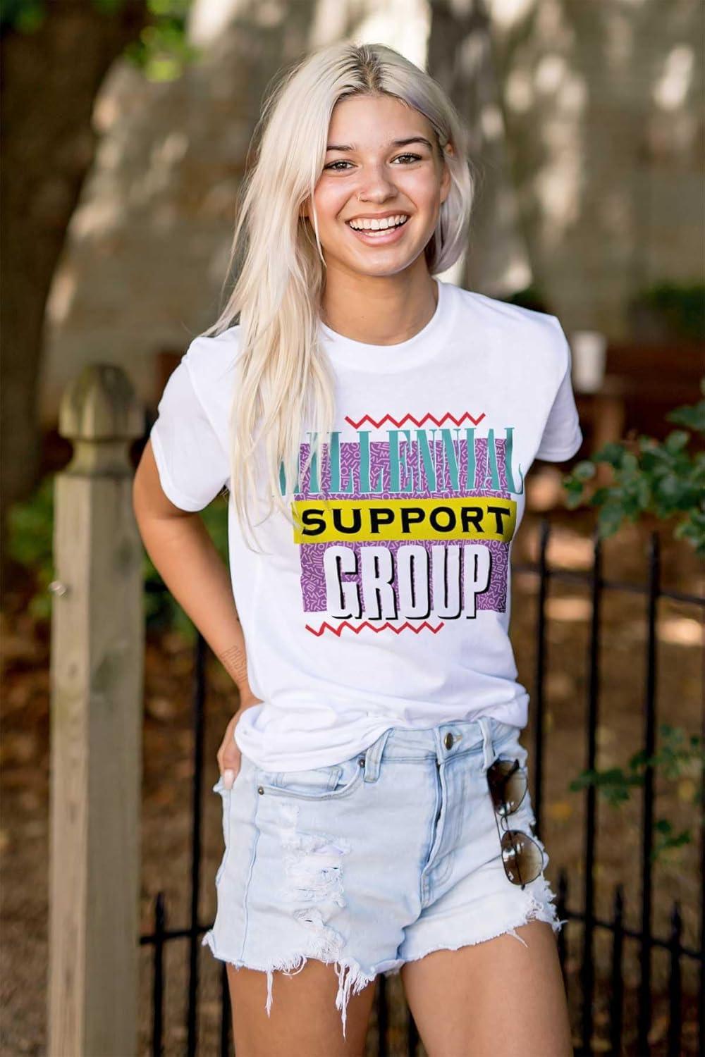 imageBrisco Brands Retro 90s Millennial Support Group Graphic T Shirt Men or WomenWhite