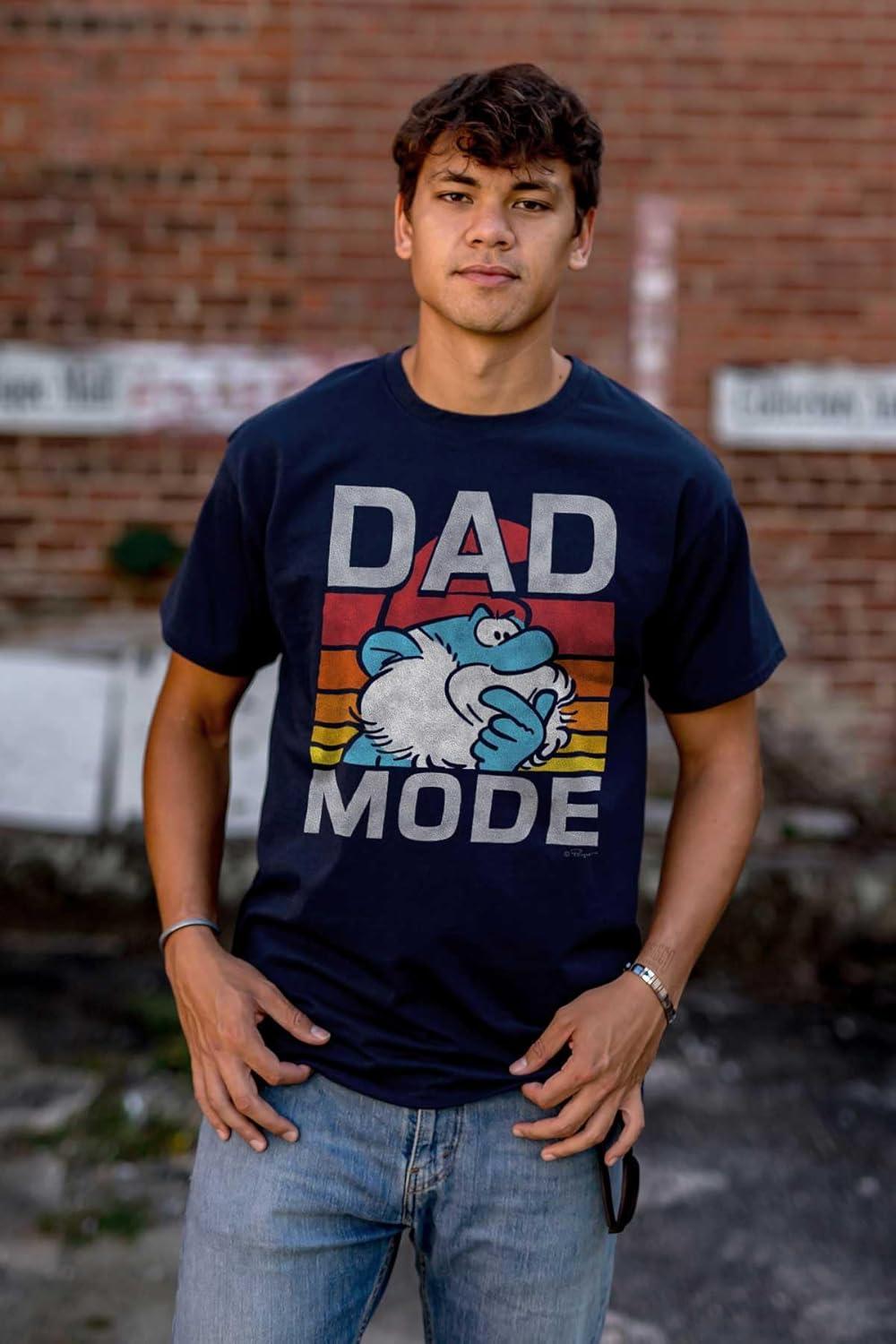 imageFunny Papa Smurf Cartoon Dad Mode Mens Graphic T Shirt TeesNavy