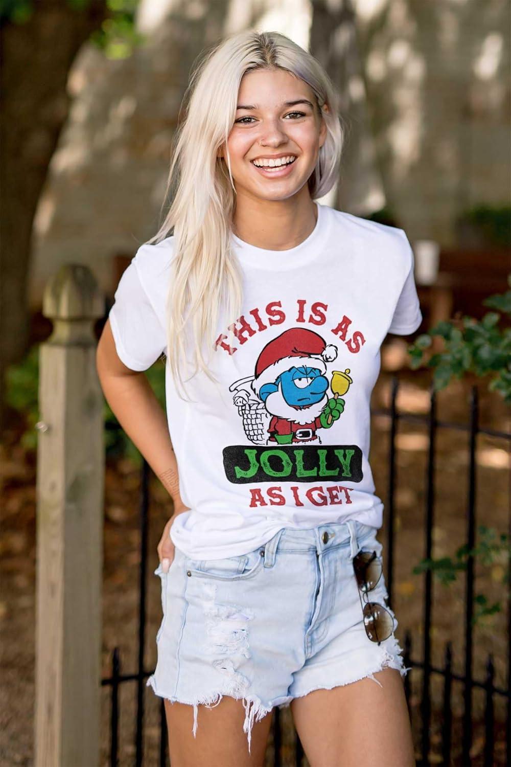 imageSanta Grumpy Smurf Jolly Christmas Graphic T Shirt Men or WomenWhite