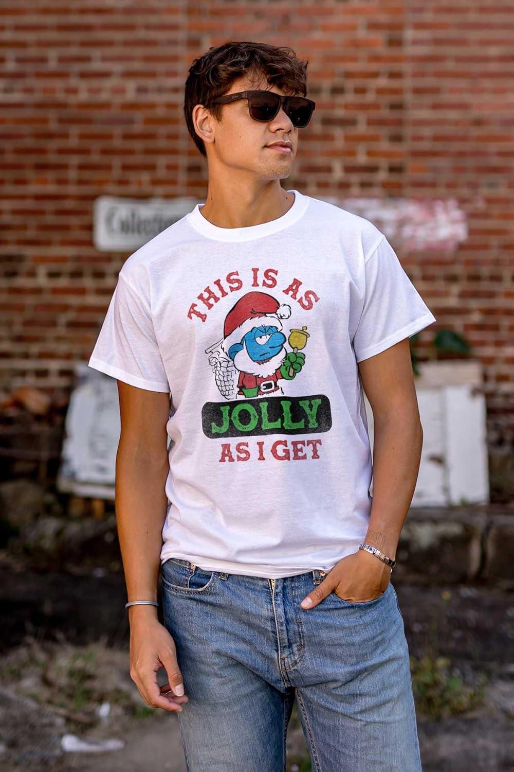 imageSanta Grumpy Smurf Jolly Christmas Graphic T Shirt Men or WomenWhite