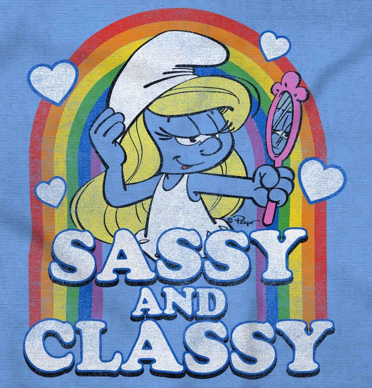 imageSmurfette Sassy Classy Smurf Rainbow Womens Graphic T Shirt TeesSky