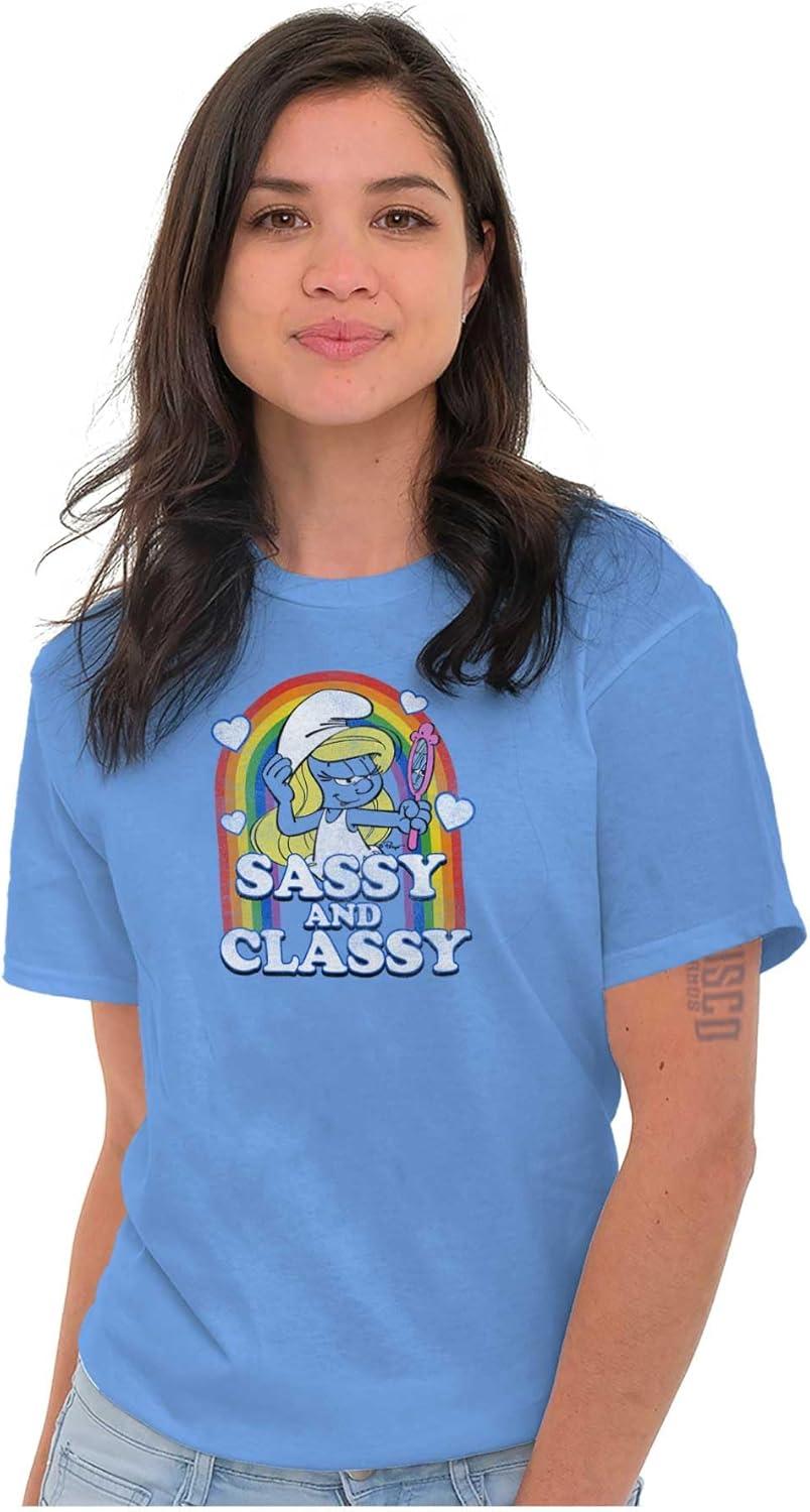 imageSmurfette Sassy Classy Smurf Rainbow Womens Graphic T Shirt TeesSky