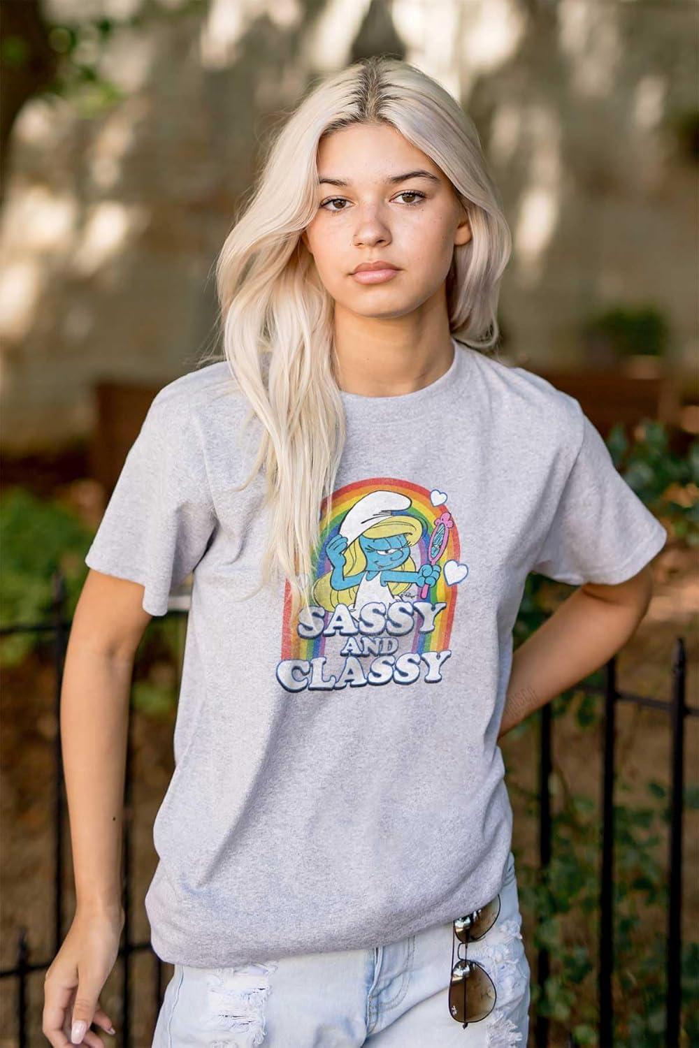 imageSmurfette Sassy Classy Smurf Rainbow Womens Graphic T Shirt TeesSport Grey