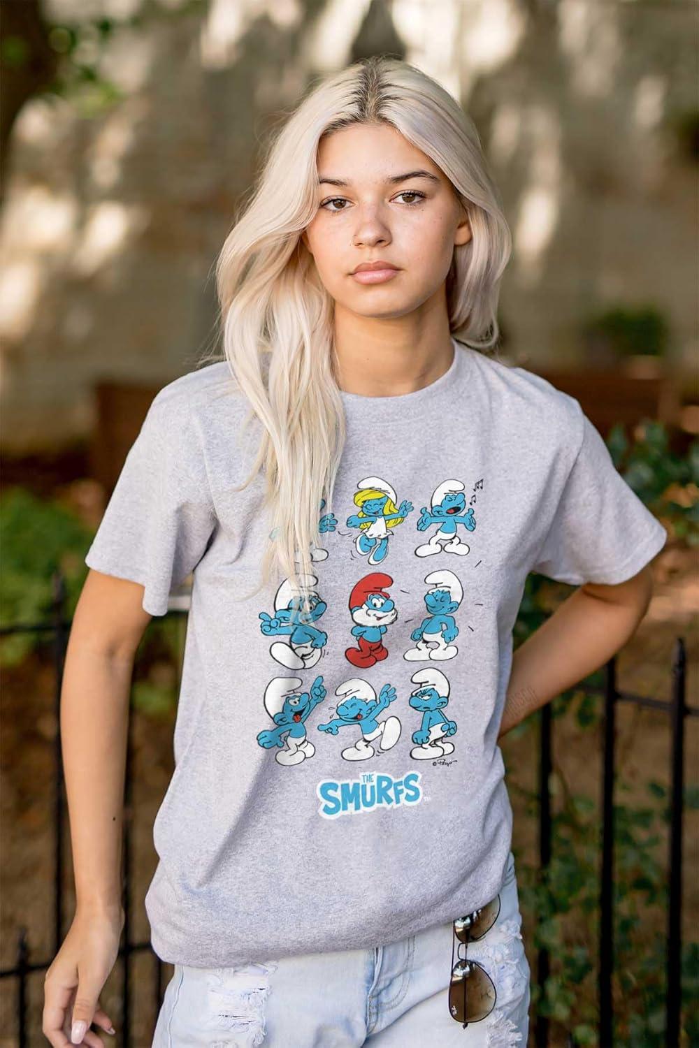 imageSmurfs Squad Papa Smurfette Cartoon Graphic T Shirt Men or WomenSport Grey
