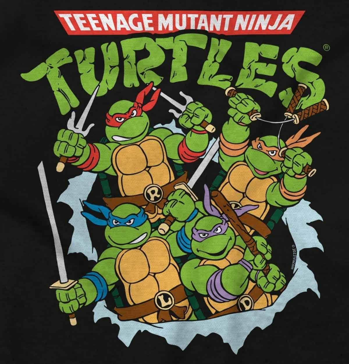 imageWomens Maternity TMNT 90s Retro Ninja Turtles Cartoon T Shirt TeeBlack