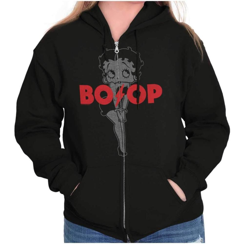 imageBrisco Brands Betty Boop Cartoon Lighting Strike Zip Hoodie Sweatshirt Women