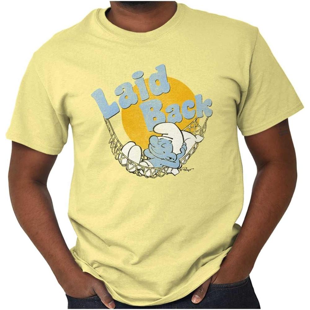 imageBrisco Brands Lazy Sleepy Smurf Laid Back Cartoon Graphic T Shirt Men or WomenYellow Haze