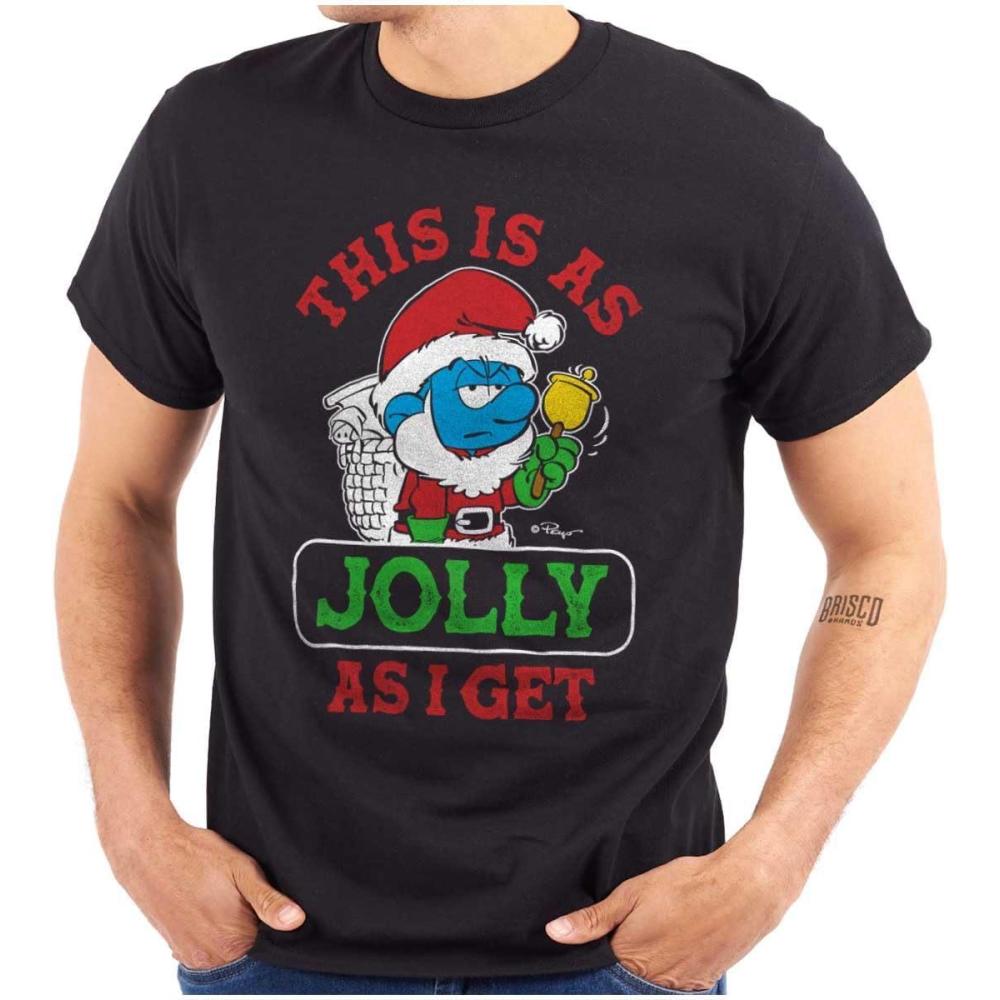 imageSanta Grumpy Smurf Jolly Christmas Graphic T Shirt Men or WomenBlack