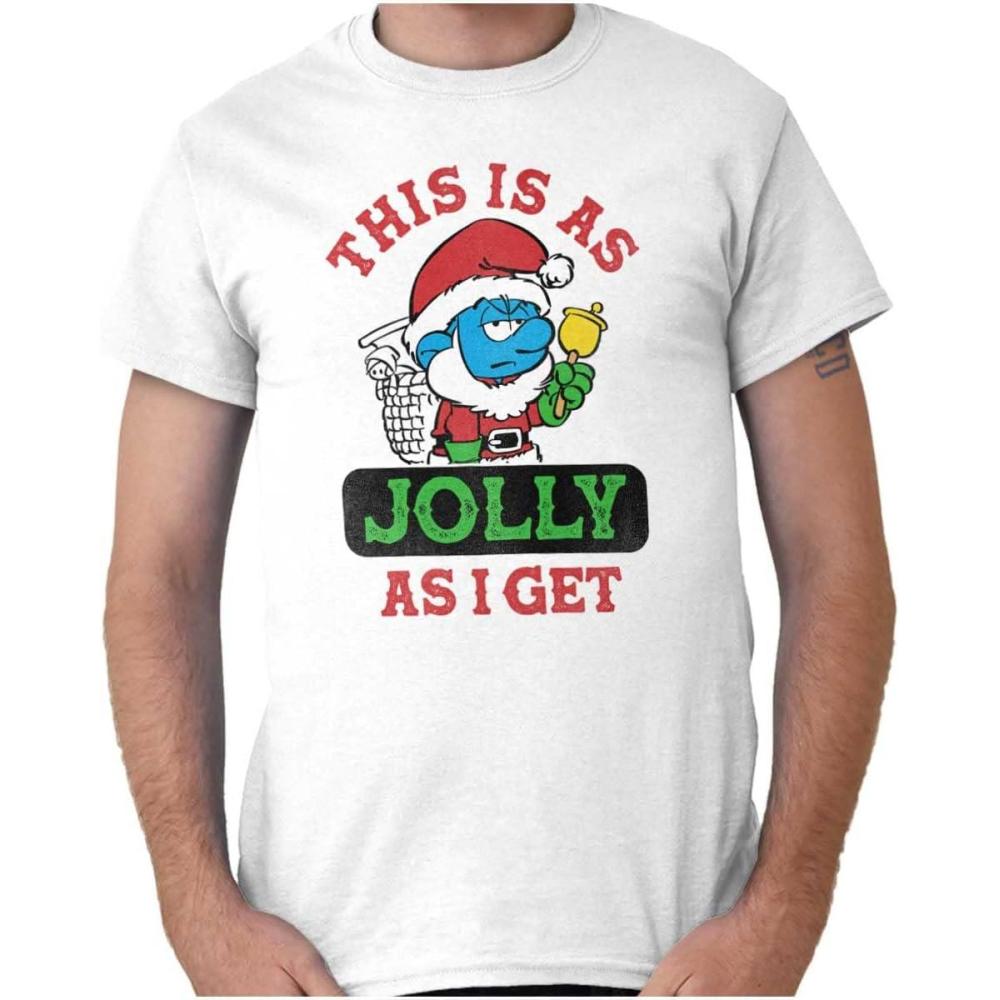 imageSanta Grumpy Smurf Jolly Christmas Graphic T Shirt Men or WomenWhite