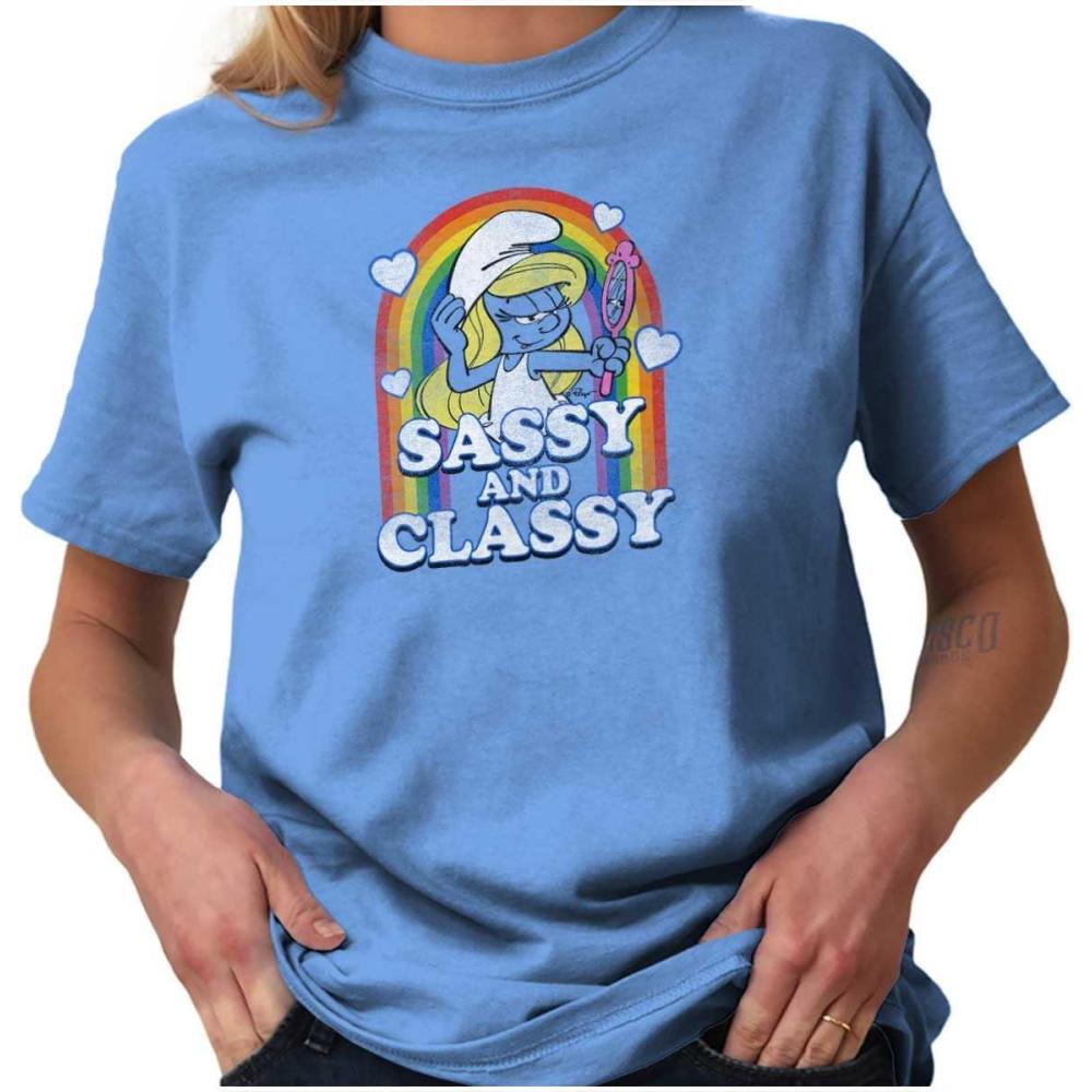 imageSmurfette Sassy Classy Smurf Rainbow Womens Graphic T Shirt TeesSky