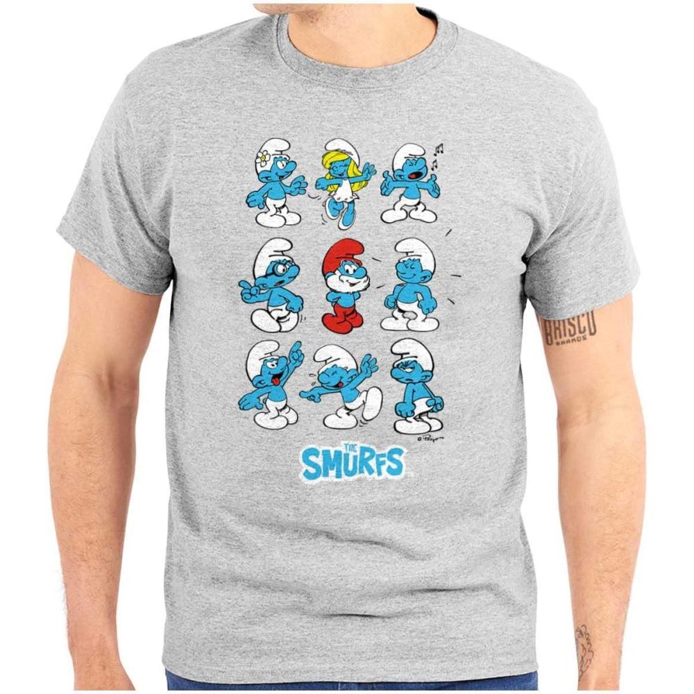 imageSmurfs Squad Papa Smurfette Cartoon Graphic T Shirt Men or WomenSport Grey