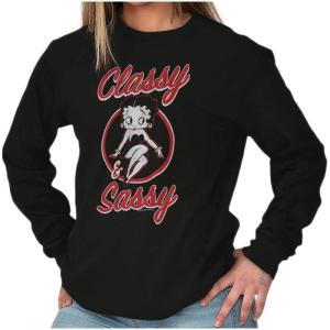 Betty Boop Sassy Classy Adorable Women’s Long Sleeve T Shirt(Black)