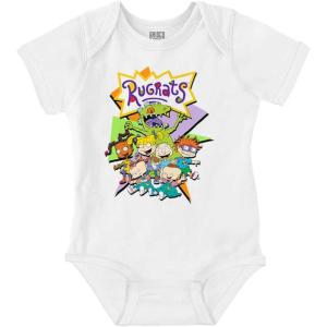 Brisco Brands Rugrats Retro Cartoon Characters Baby Romper Boys or Girls(White)
