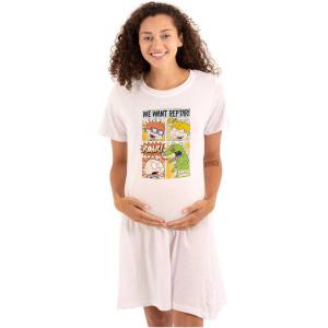 Brisco Brands Womens Maternity Rugrats Comic Strip We Want Reptar Pregnancy Dress(White)