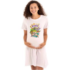 Brisco Brands Womens Maternity Rugrats Retro Cartoon Characters Pregnancy Dress(White)