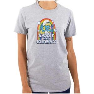 Smurfette Sassy Classy Smurf Rainbow Womens Graphic T Shirt Tees(Sport Grey)