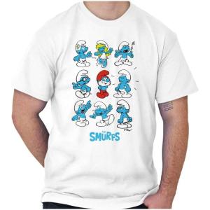 Smurfs Squad Papa Smurfette Cartoon Graphic T Shirt Men or Women(White)