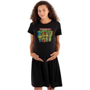 Womens Maternity Teenage Mutant Ninja Turtles Logo Pregnancy Dress(Black)