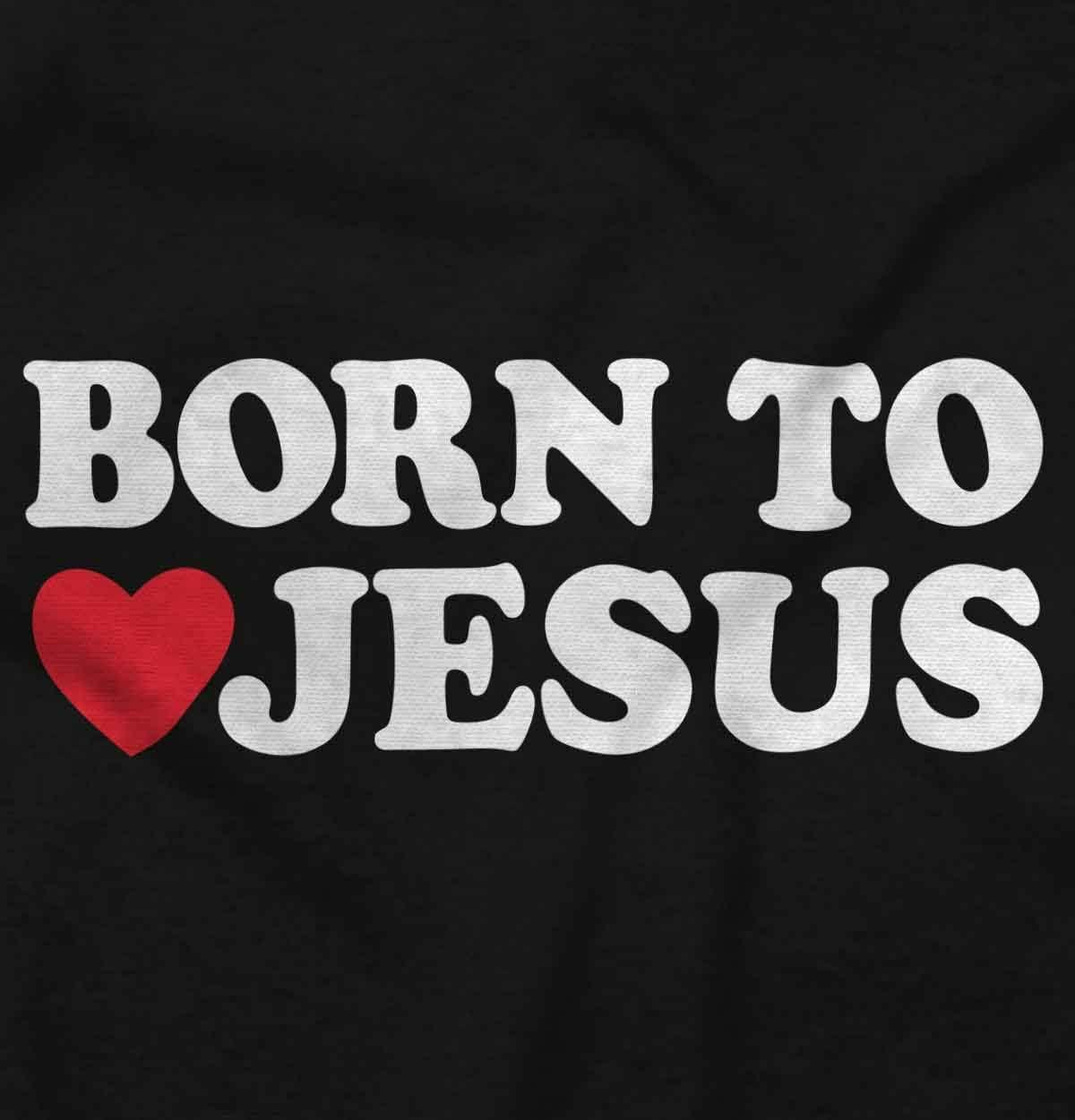 imageBrisco Brands Born to Love Jesus Christ Religious Baby Romper Boys or GirlsBlack