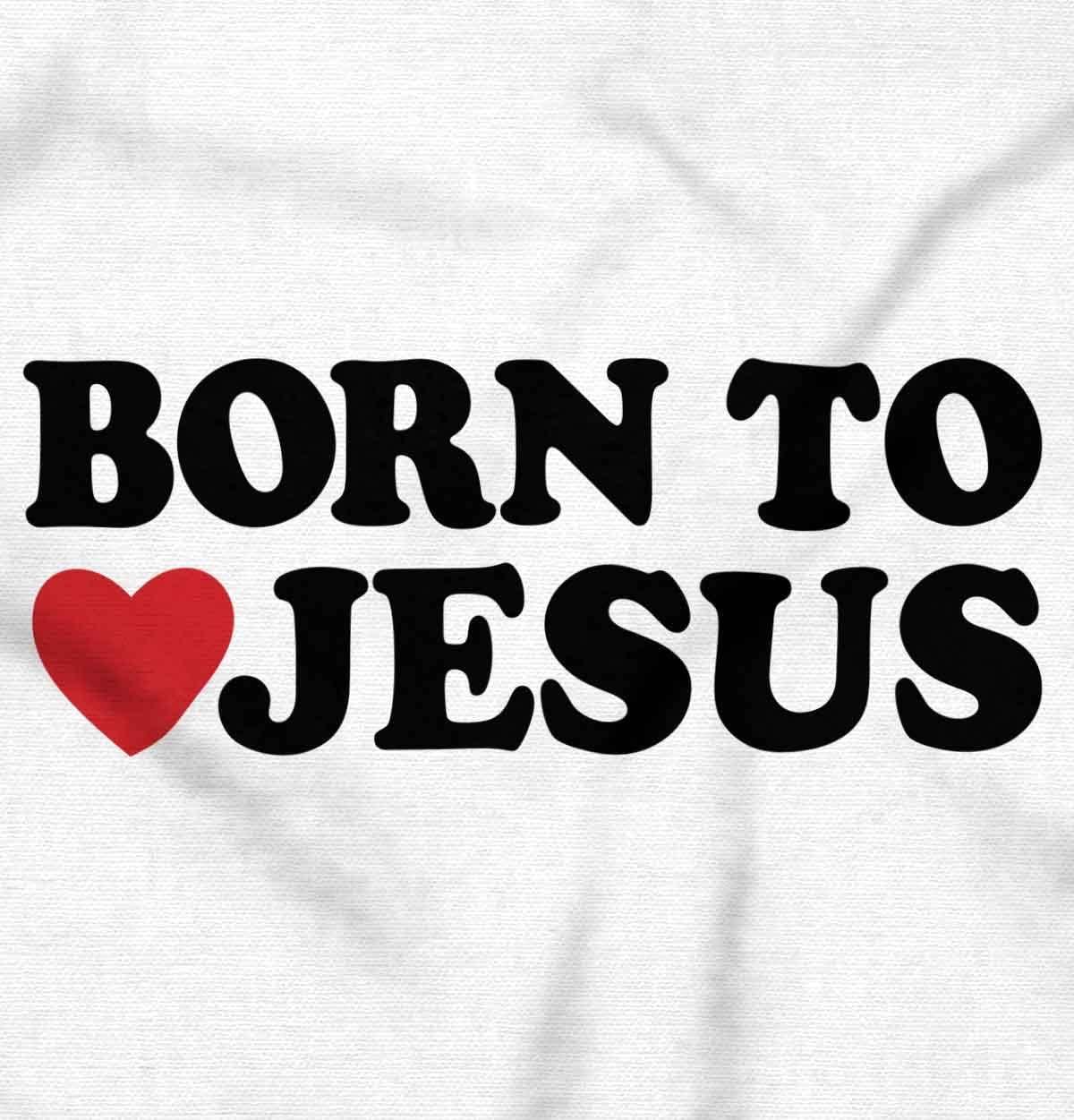 imageBrisco Brands Born to Love Jesus Christ Religious Baby Romper Boys or GirlsWhite