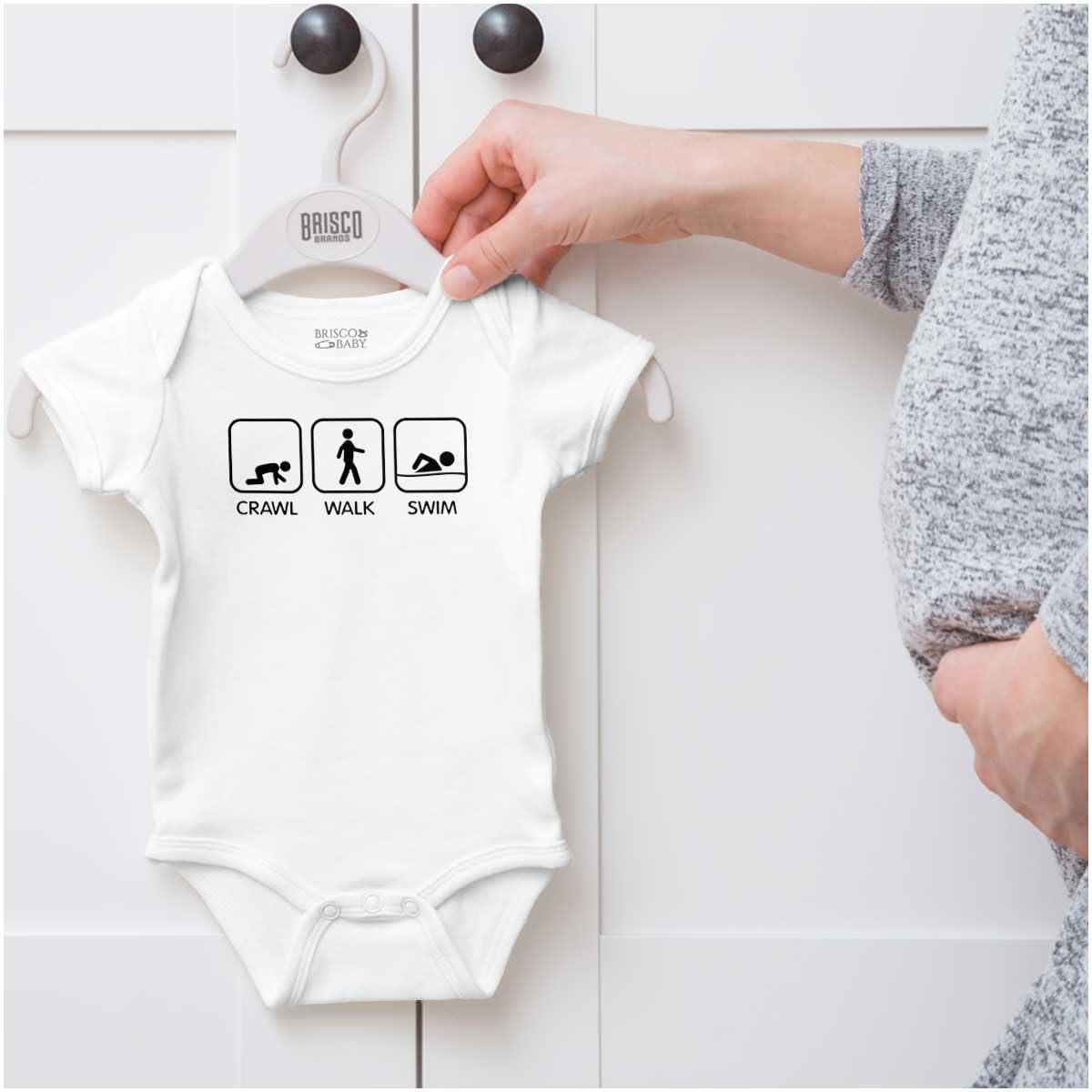imageBrisco Brands Crawl Walk Swim Athletic Baby Romper Boys or GirlsWhite