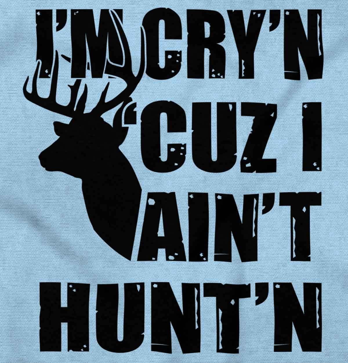 imageBrisco Brands Crying Because Not Hunting Hunter Baby Romper Boys or GirlsLight Blue