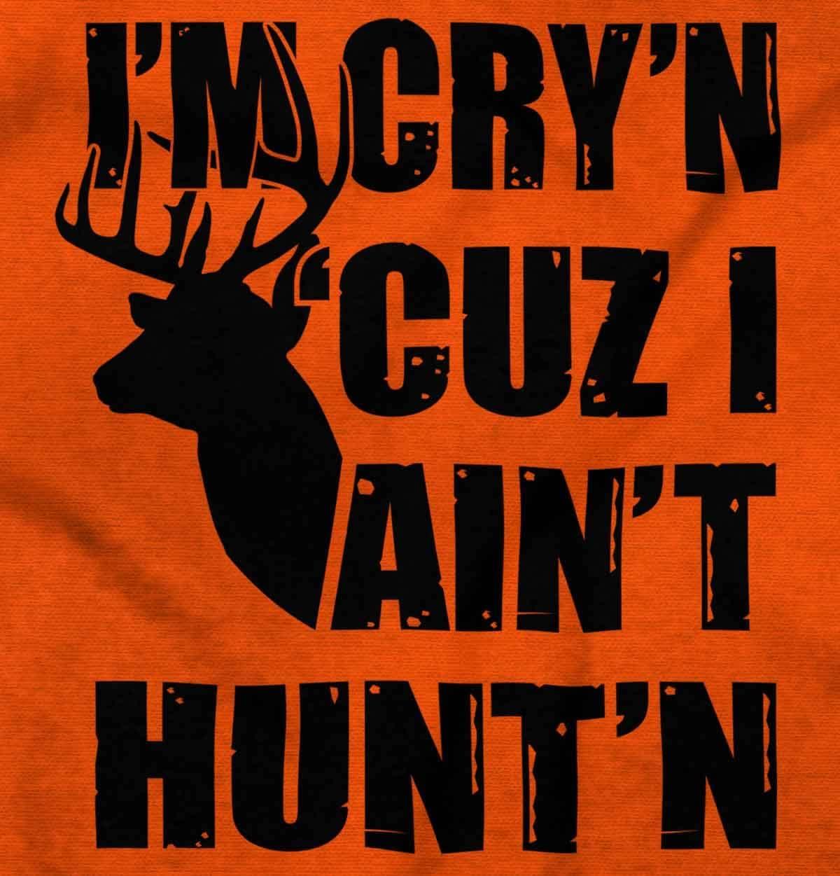 imageBrisco Brands Crying Because Not Hunting Hunter Baby Romper Boys or GirlsOrange