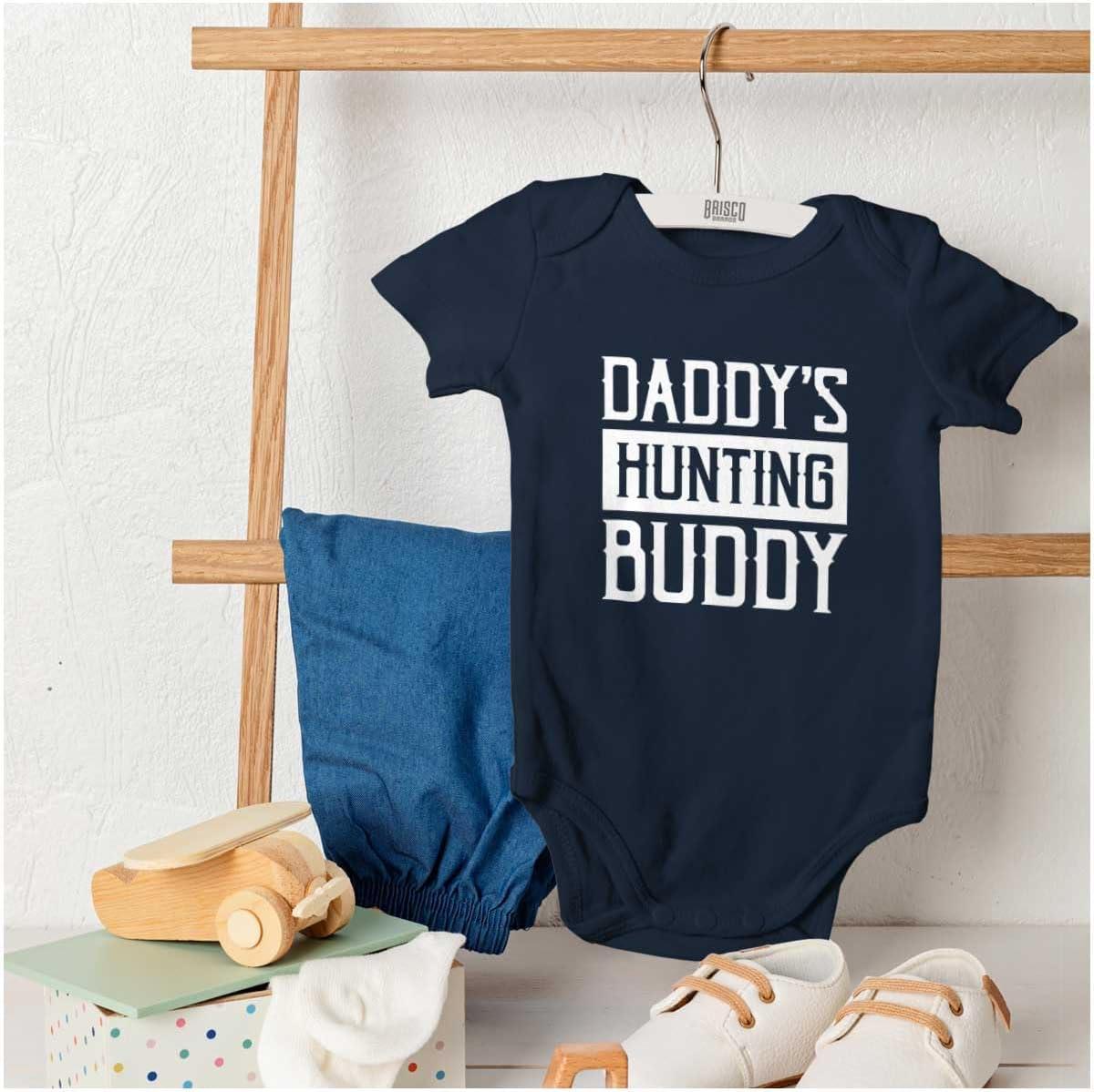 imageBrisco Brands Daddys Hunting Buddy Hunters Kiddo Baby Romper Boys or GirlsNavy