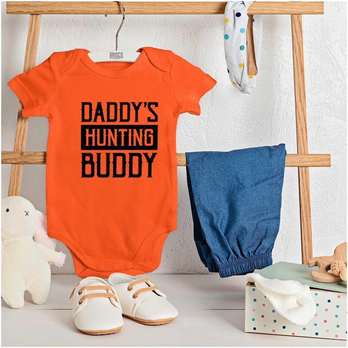 imageBrisco Brands Daddys Hunting Buddy Hunters Kiddo Baby Romper Boys or GirlsOrange