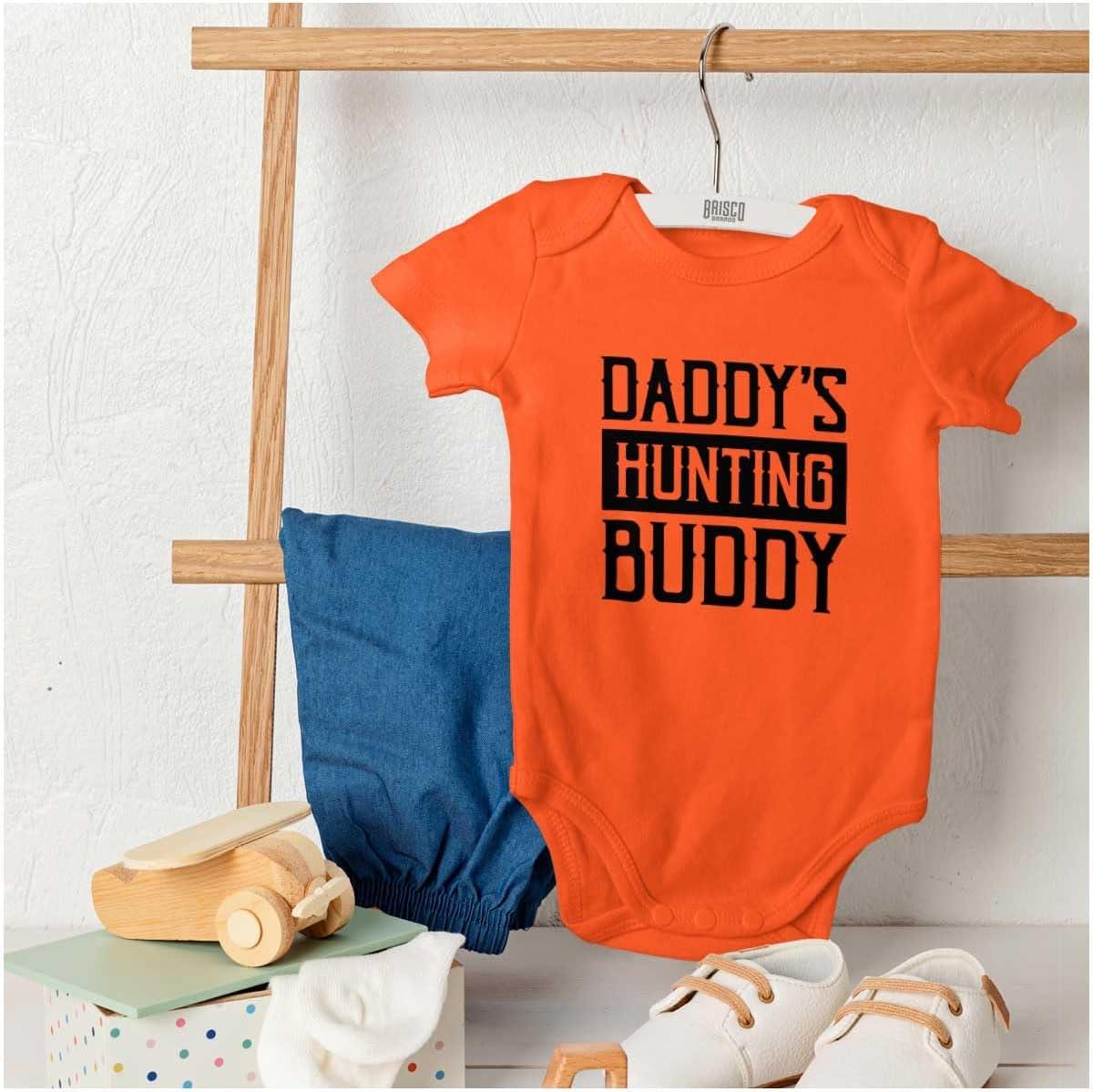 imageBrisco Brands Daddys Hunting Buddy Hunters Kiddo Baby Romper Boys or GirlsOrange