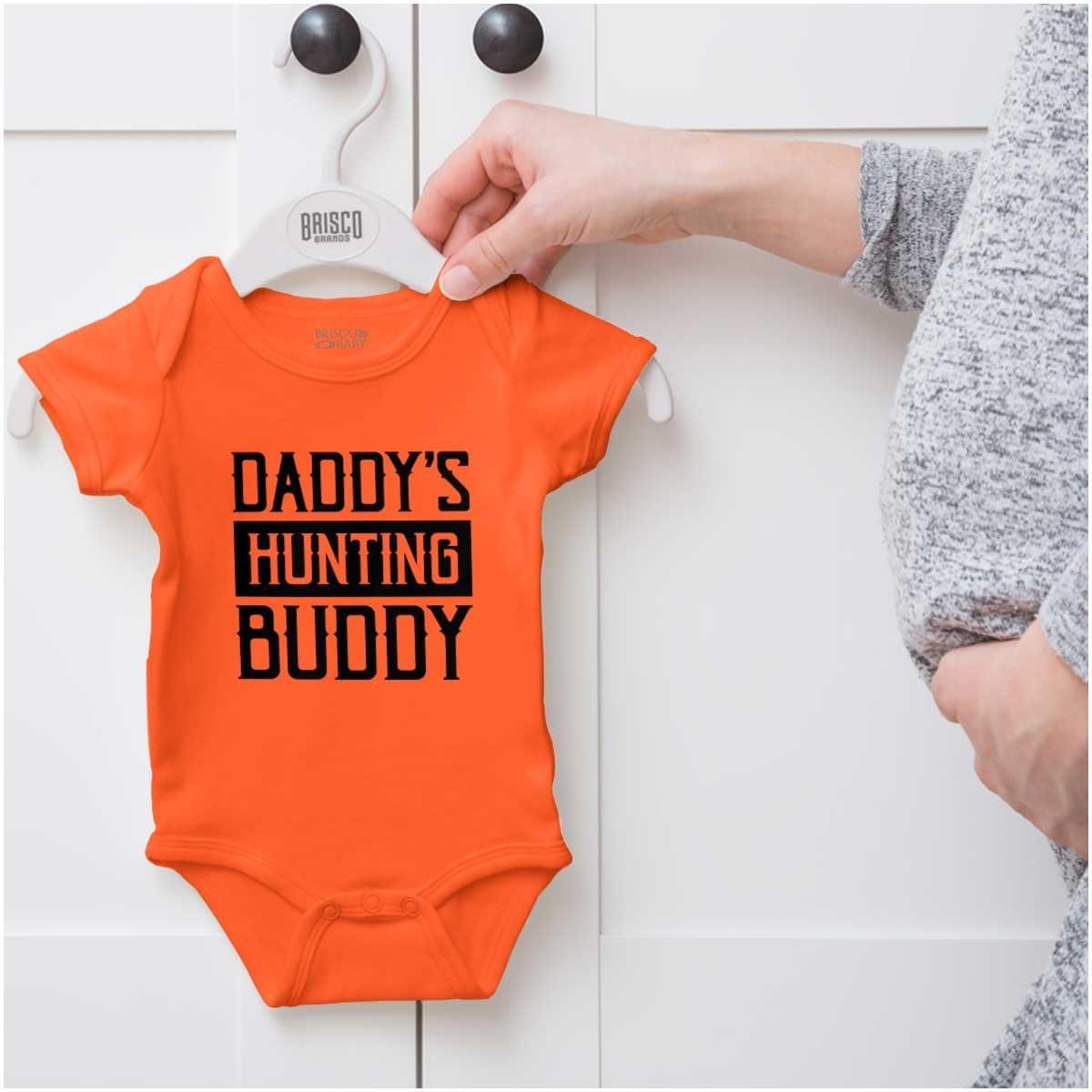 imageBrisco Brands Daddys Hunting Buddy Hunters Kiddo Baby Romper Boys or GirlsOrange