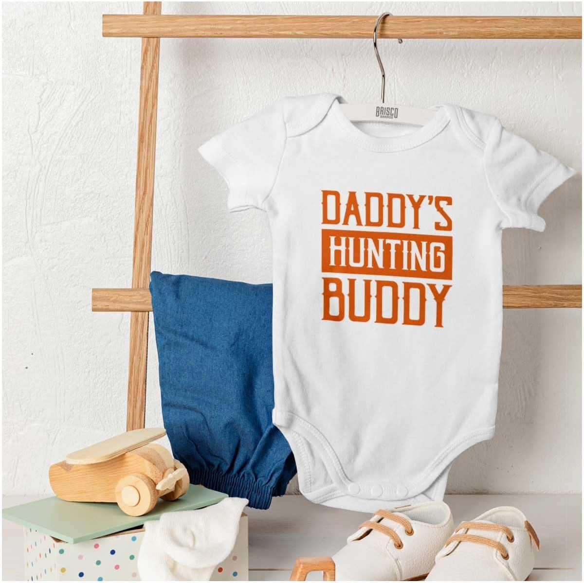 imageBrisco Brands Daddys Hunting Buddy Hunters Kiddo Baby Romper Boys or GirlsWhite