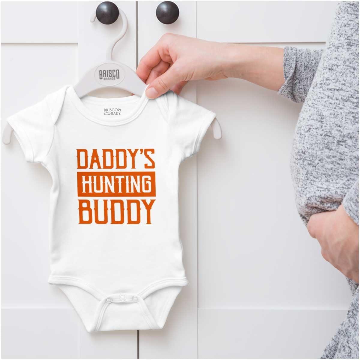 imageBrisco Brands Daddys Hunting Buddy Hunters Kiddo Baby Romper Boys or GirlsWhite