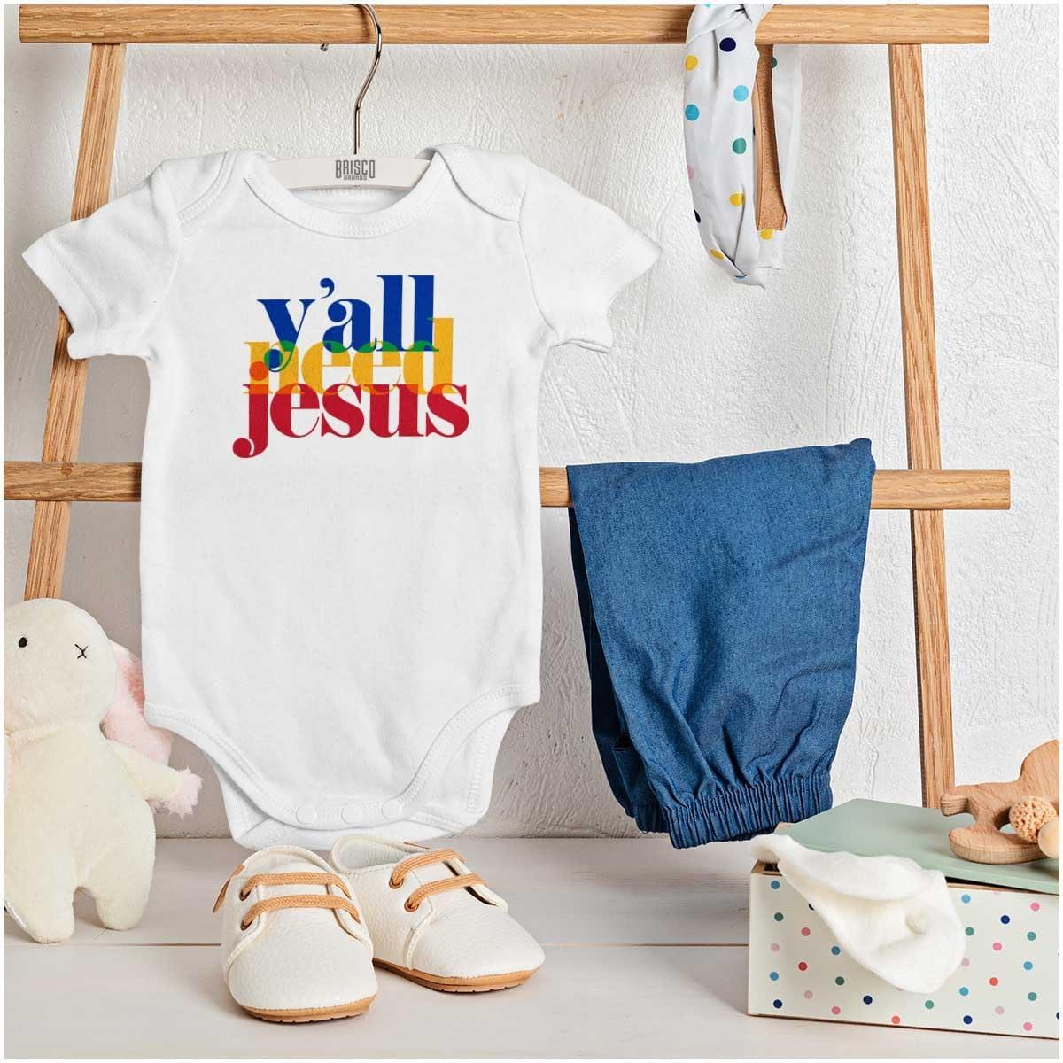 imageBrisco Brands Funny Christian Yall Need Jesus Baby Romper Boys or GirlsWhite