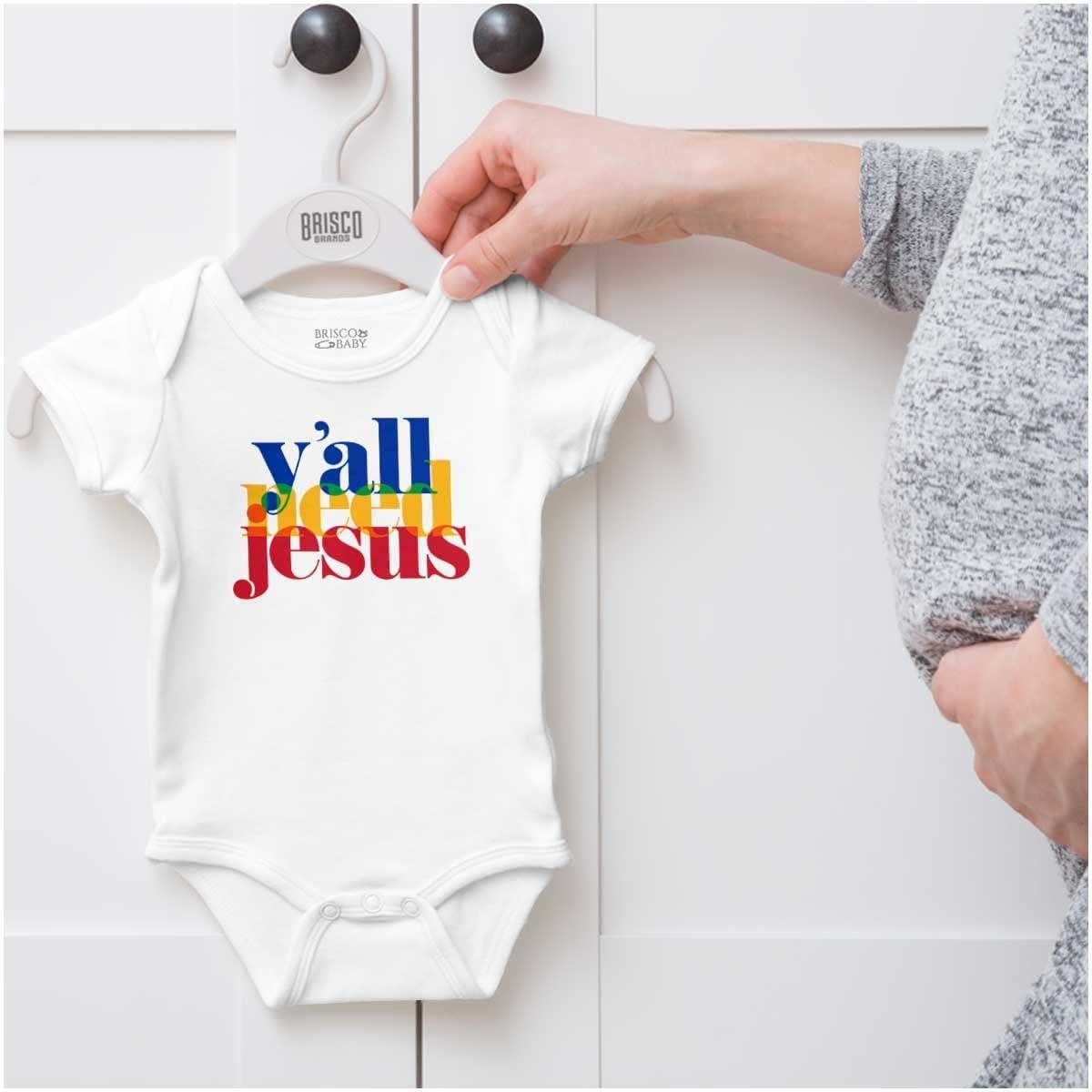 imageBrisco Brands Funny Christian Yall Need Jesus Baby Romper Boys or GirlsWhite
