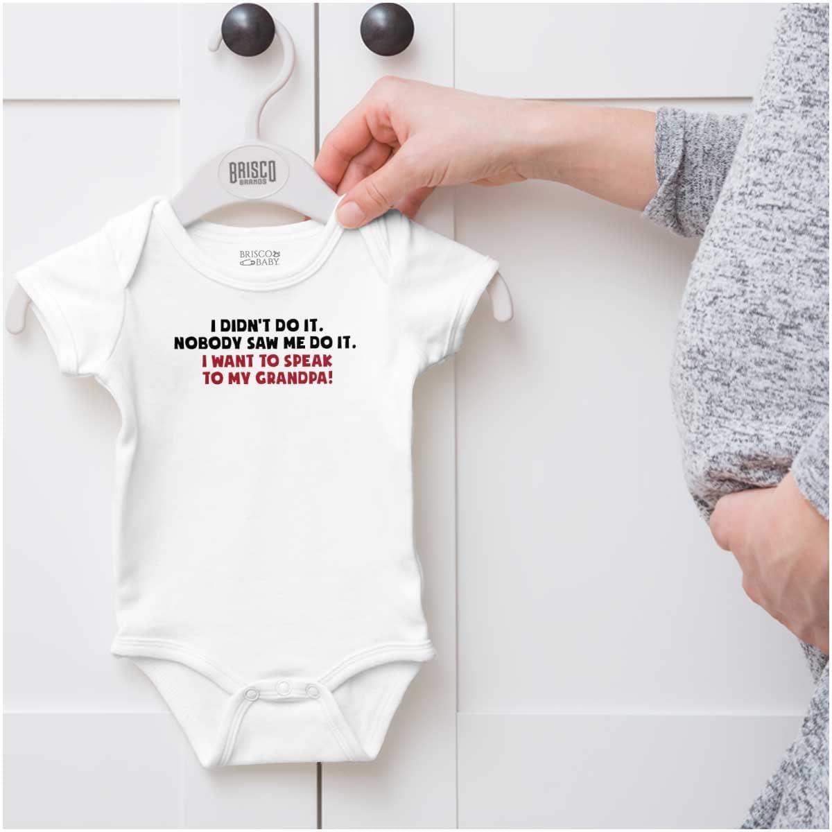 imageBrisco Brands Funny Spoiled Grandchild Love Grandpa Baby Romper Boys or GirlsWhite