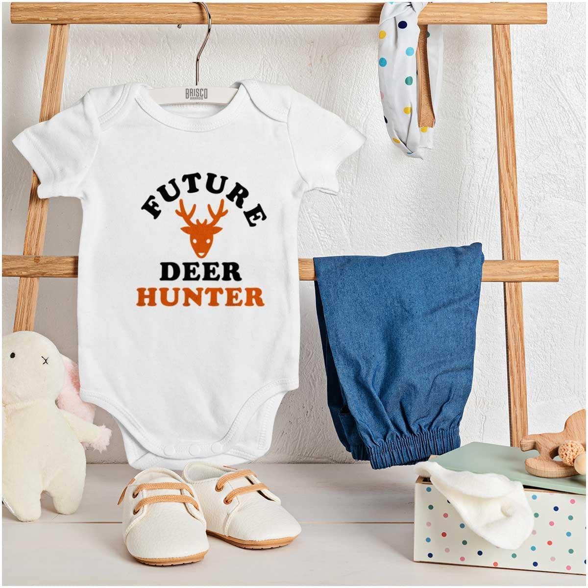 imageBrisco Brands Future Deer Hunter Buck Hunting Baby Bodysuit Jumper BoysWhite