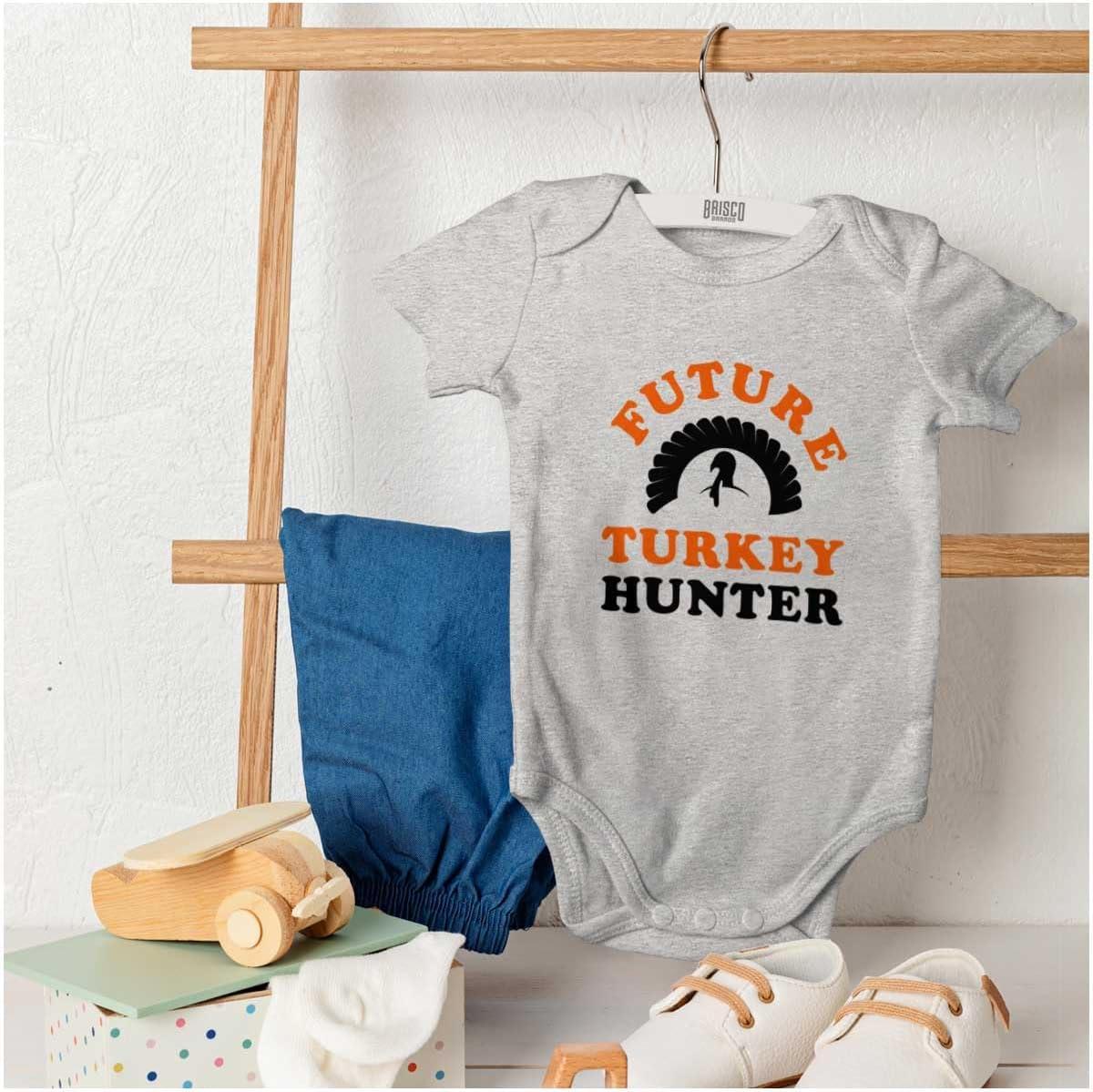 imageBrisco Brands Future Hunter Cute Hunting Family Baby Romper Boys or GirlsHeather