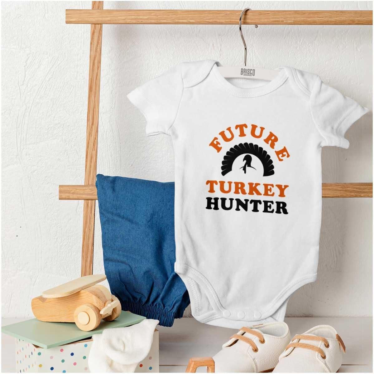 imageBrisco Brands Future Hunter Cute Hunting Family Baby Romper Boys or GirlsWhite