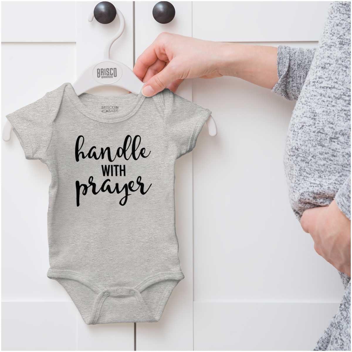 imageBrisco Brands Handle Prayer Christian Religious Baby Bodysuit Jumper GirlsHeather